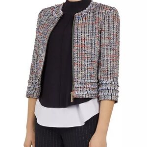 NWT Ted Baker Women's Blue and Red Tweed Blazer Size 1